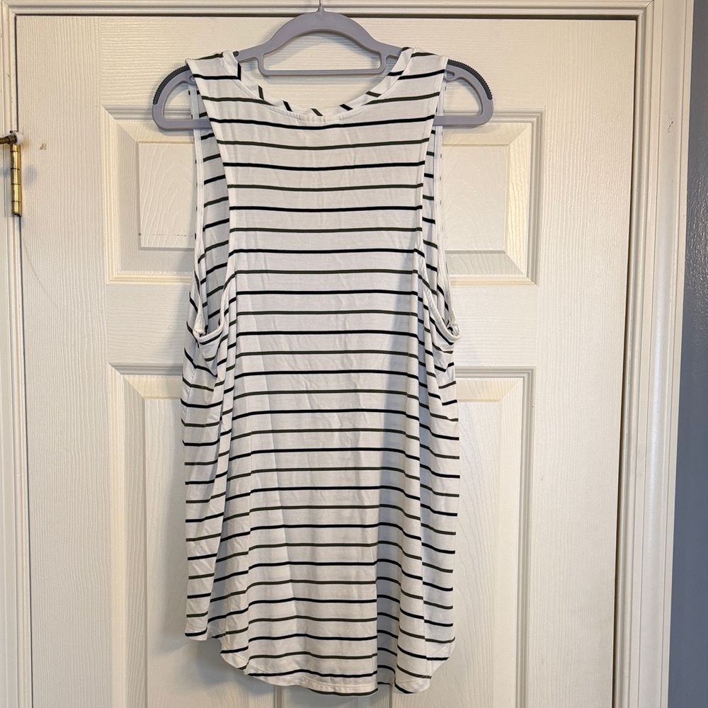 Chic Striped Tank Top in Black/Green and White - Picture 4 of 4